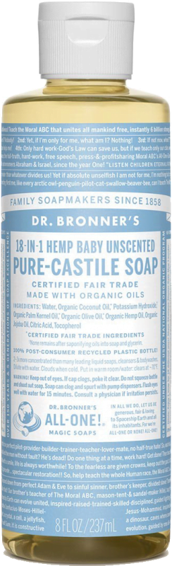 Dr Bronner Unscented Castile Soap - Natural Skin Care