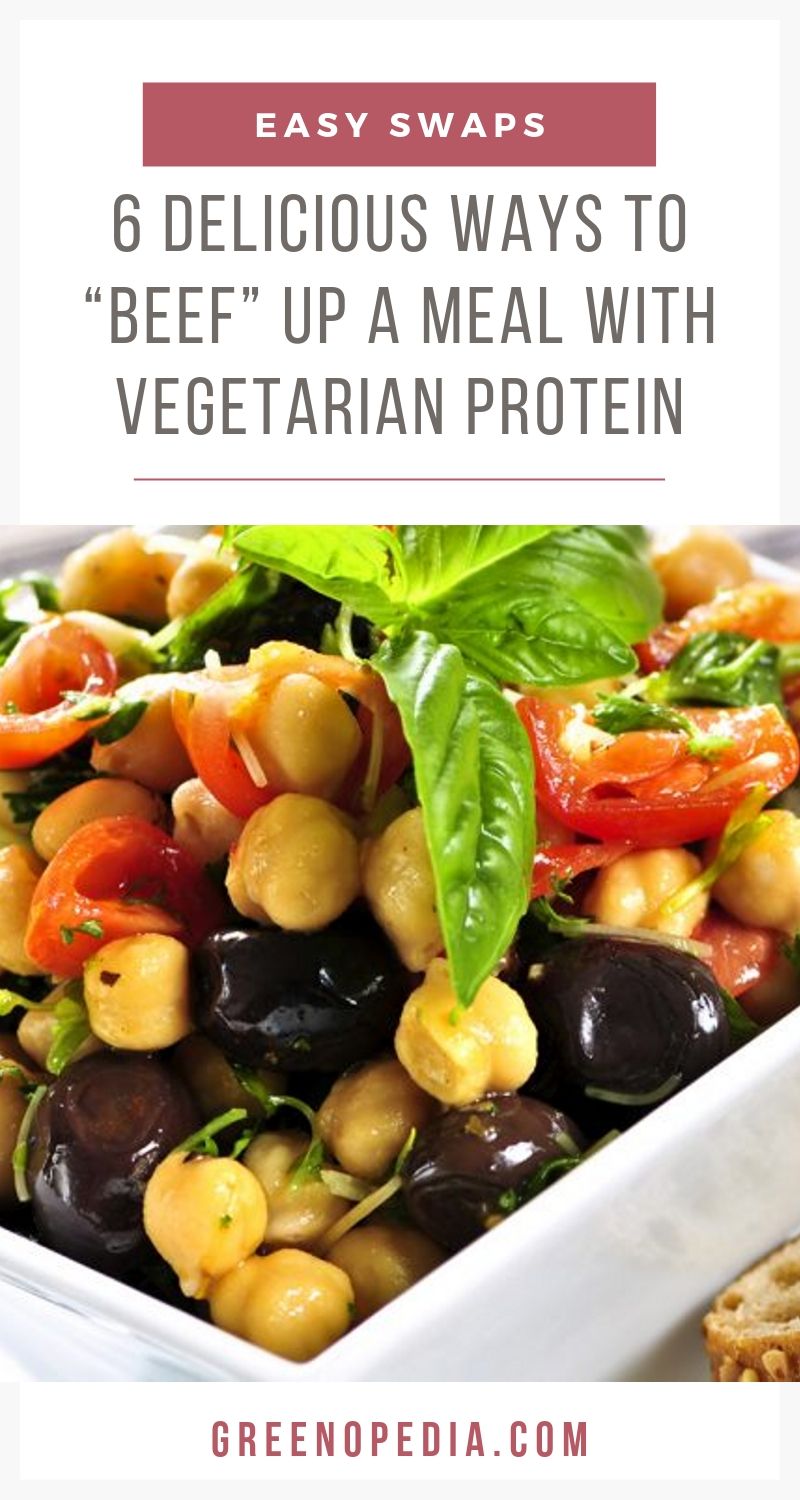 6 Delicious Ways To "Beef" Up A Meal With Vegetarian Protein | Here are 6 delicious tips to beef up a meal with healthy vegetarian protein from hearty soups, salads, and pasta dishes to tacos and bean burgers. Yum! | Greenopedia #vegetarianprotein via @greenopedia